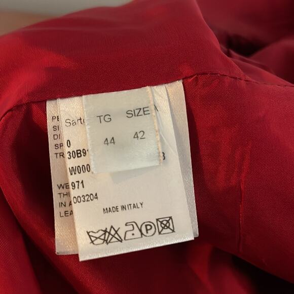 Victor Victoria Red Zipper Jacket Leather Trim Size IT42, USA M - Picture 10 of 13